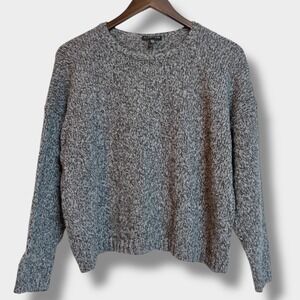 Eileen Fisher Womens Large Grey Marled Chunky Knit Italian Yarn Crewneck Sweater